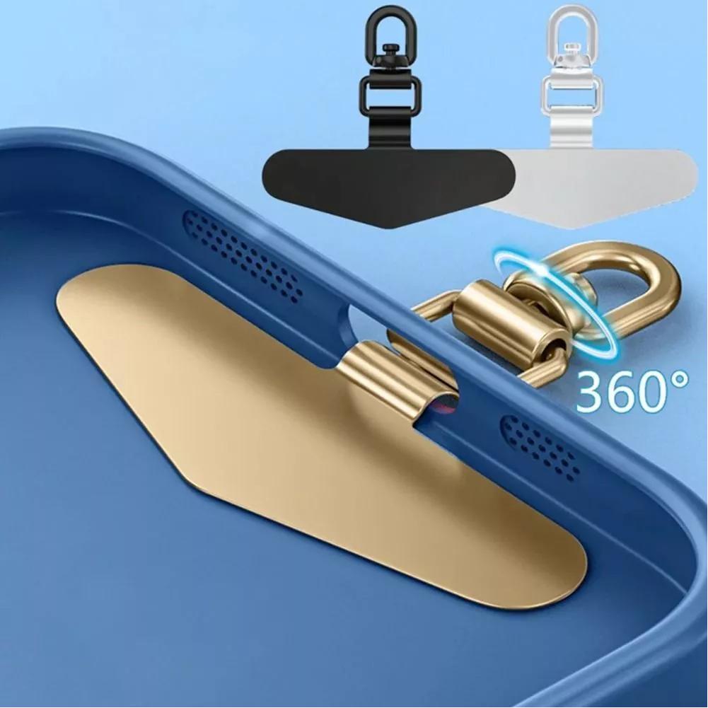 Pack of 2 Stainless Steel Lanyard Patch,360° Rotating Connector for iPhone/Samsung/Universal Smartphone Anti-lost Lanyard Gasket