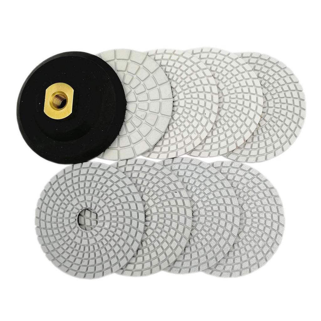 SHDIATOOL 8Pcs 4 Inch Diamond Wet Polishing Pads with White Bond Grit 50 Sanding Pads Grinding Pads for Marble Granite Stone