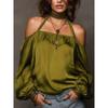 New Fashion Women's Style Off Shoulder Matte Satin Shirt Top