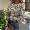 Women's Slim Fit Long Sleeve T-Shirt with Christmas Graphic, Neck Pullover Top for Holiday