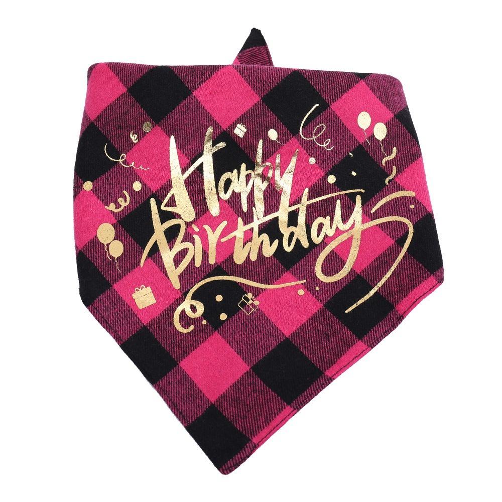 

Plaid Dog Bandanas Personalized Pet Scarf Pet Product Pet Triangular Neckerchief Dogs Birthday рожевий