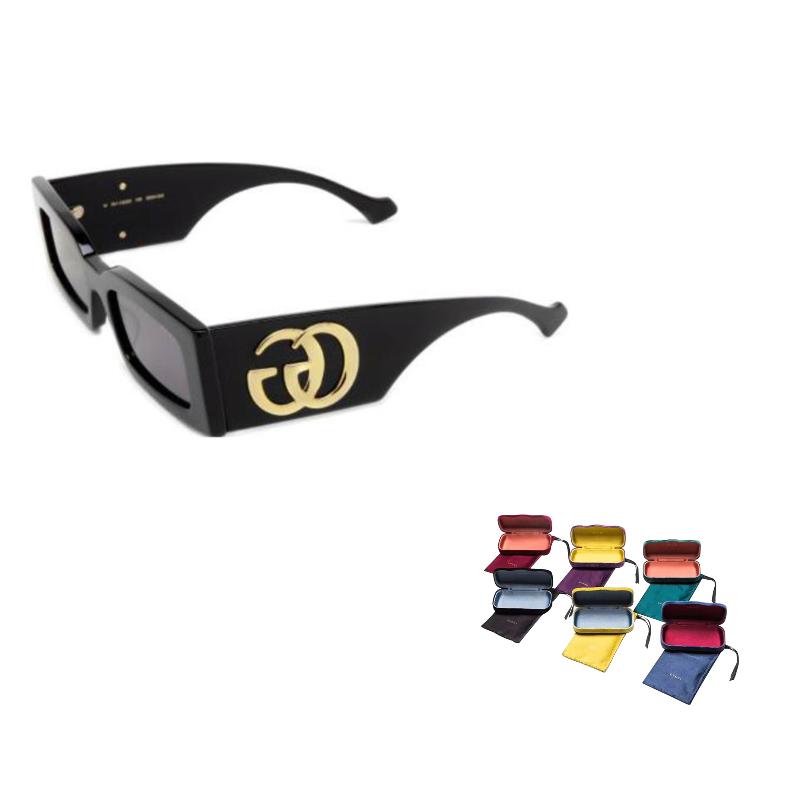 GUCCI Gucci Logo Acetate Irregular Sunglasses Unisex Couple Black