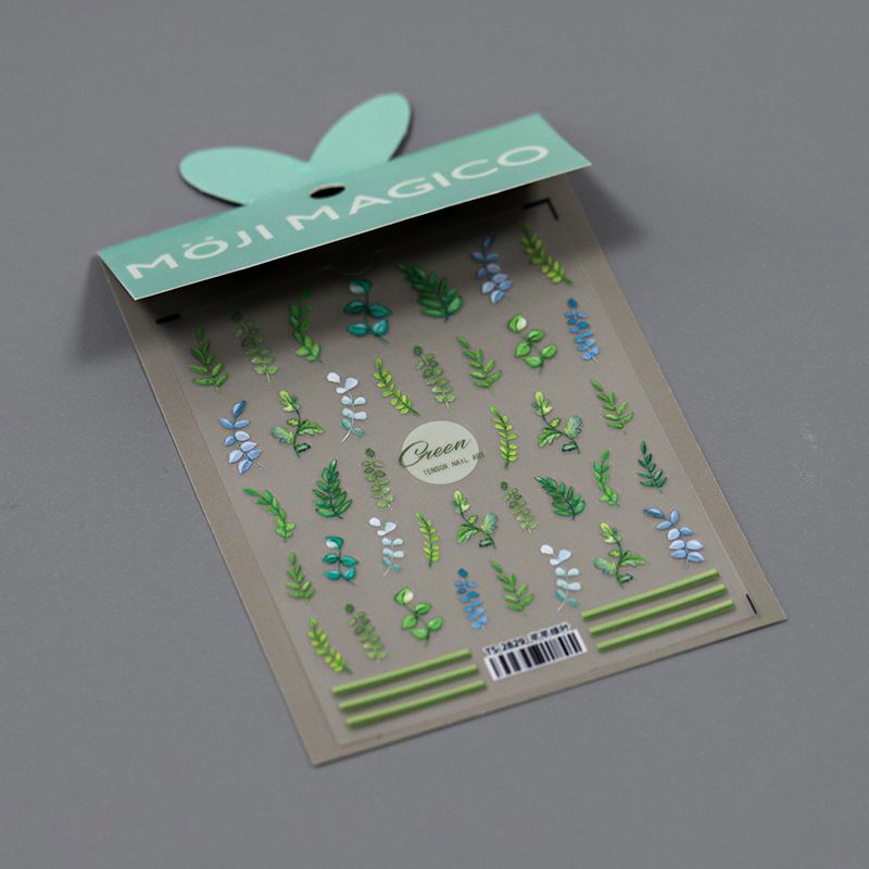 

Qiji Green Leaf Three-Dimensional Relief Nail Sticker Waterproof Nail Sticker Decorative Decals Ornament 2829 2830 TS-2829 Sandy green leaves