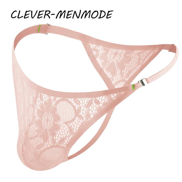 Tanga sexy din dantelă pentru bărbați, cu cataramă laterală, curea reglabilă, cu șnur, lenjerie de corp din dantelă exotică, chiloți puri, mini-mankini pentru partea inferioară a corpului