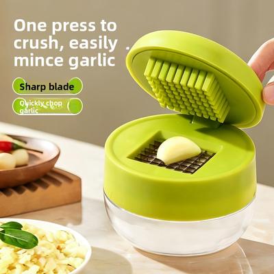 Press-type Garlic Press - Stainless Steel Kitchen Household Small Garlic Crusher Multi-functional Manual Garlic Paste and Minced Garlic Grinder