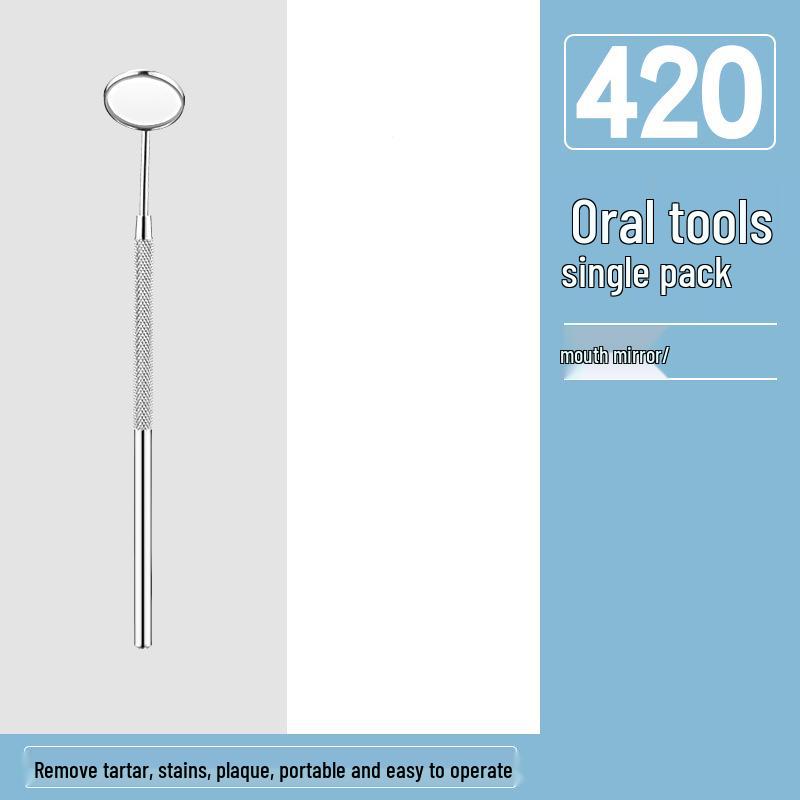 Dental Oral Care Tool Set: Stainless Steel Mouth Mirror, Probe, Tartar Remover, Toothpick