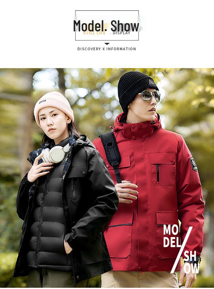 Two-Piece Waterproof Windproof Outdoor Couples Jacket with Cotton Padding