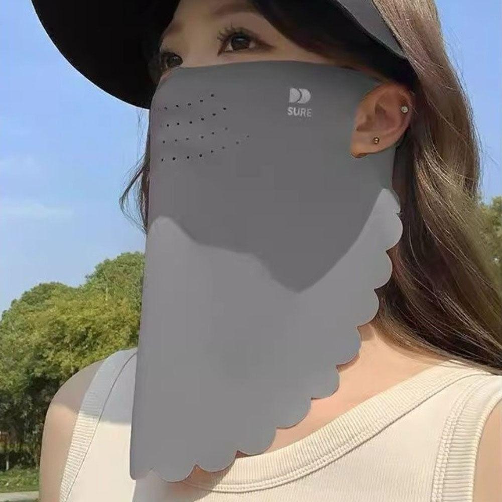 Solid Color Sunscreen Mask Summer Face Scarves Sunscreen Face Scarf Elastic Ice Silk Mask  Golf