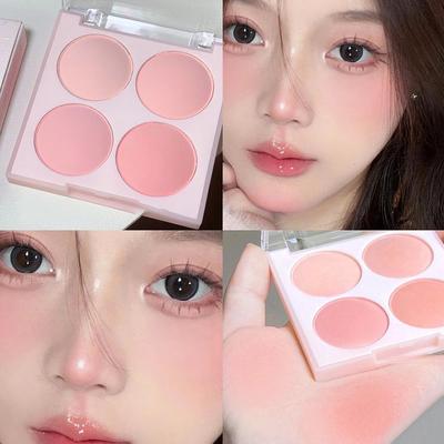Paleta de Blush Ice Cream de Quatro Cores Vitality Girl: Branco, Nude, Roxo Matte para Contorno Natural e Blush Delicado.