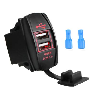 Dual USB Charger Power Adapter 1224V 3.1A for Car Boat Motorcycle