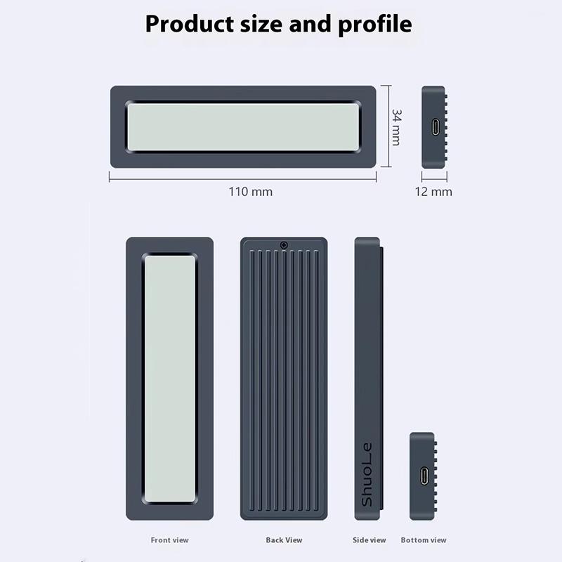 M.2 NVMe SATA SSD Enclosure Dual Protocol Smart SSD Case with Display Screen USB 3.2 Gen 2 10Gbps SSD Adapter for PC NVME PCIE NGFF SATA SSD Disk Box