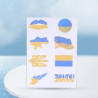 Ukraine-Flagge-Design-Tattoo-Aufkleber, temporäre, wasserfeste, einmalige Fake-Tattoos für Frauen