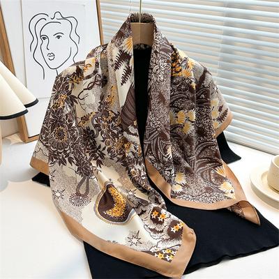 Spring Summer Soft Scarves Hijab Women Square Silk Scarf Female 90X90cm Silk Scarf Foulard Ribbon For Mom Wrap Hairband Headband