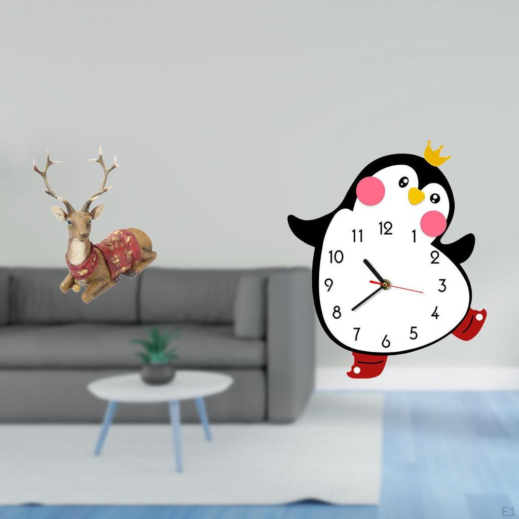 Reindeer Elk Penguin Wooden Tabletop Ornament Sculpture Figurine Statue Wall Clock Decorative Lovely