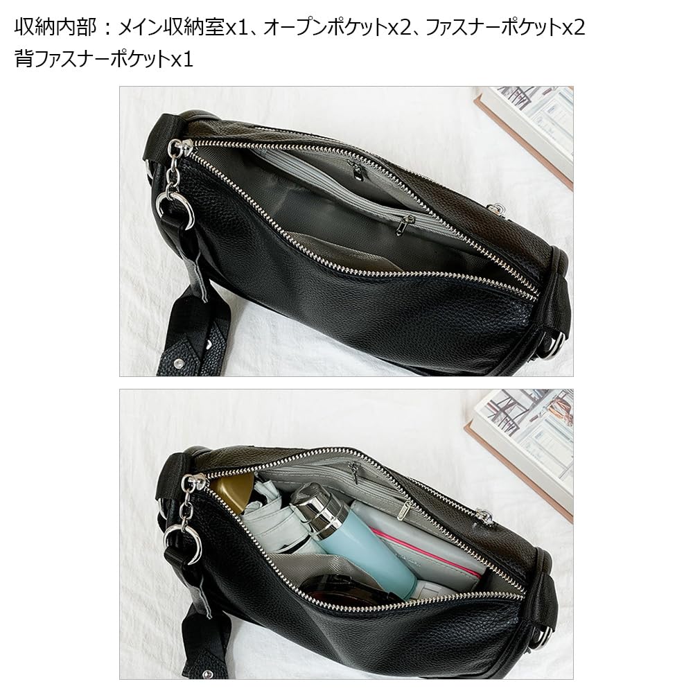 Whatna Natural Cowhide Leather Shoulder Bag for Women, Small Messenger Bag, Business Bag, Fits iPad Mini, Horizontal Design, Genuine Leather,