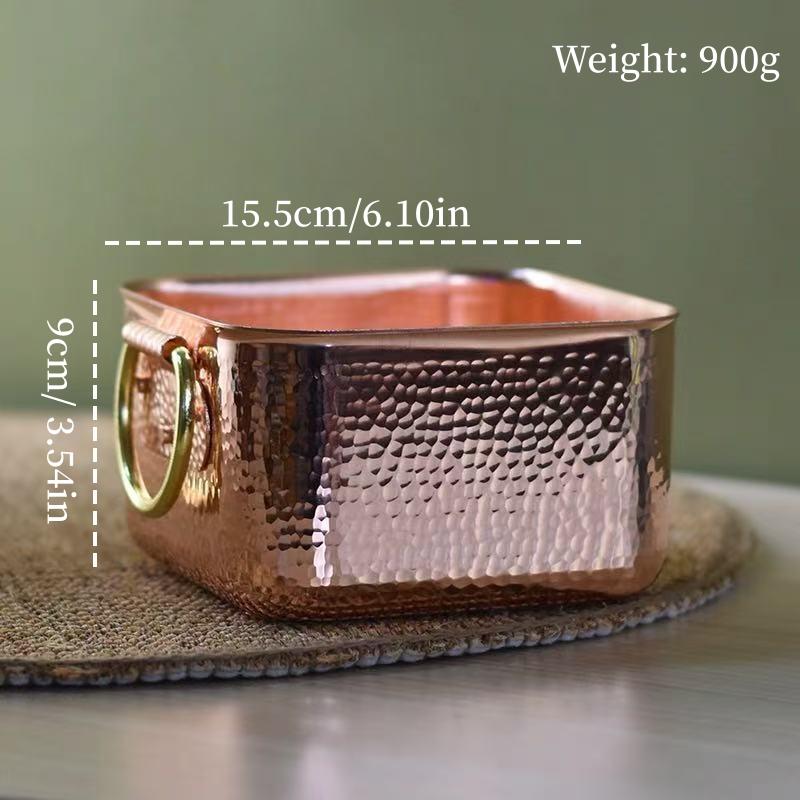 

Vintage Copper Pot,Camping & Outdoor Activities Food Stewing Cooking Utensil,Handcrafted Hammer Texture 15.5 cm Handheld Pot
