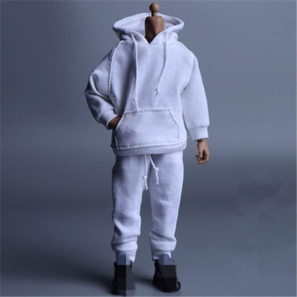 1/12 Scale Male Clothes,Men's Hoodie Pants Trousers Clothing for 6inch Male Action Figure Body Doll (Black Color)