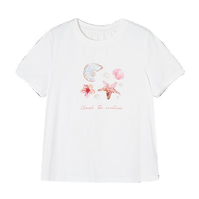 Women s Shell Print Cotton Blend T-shirt S