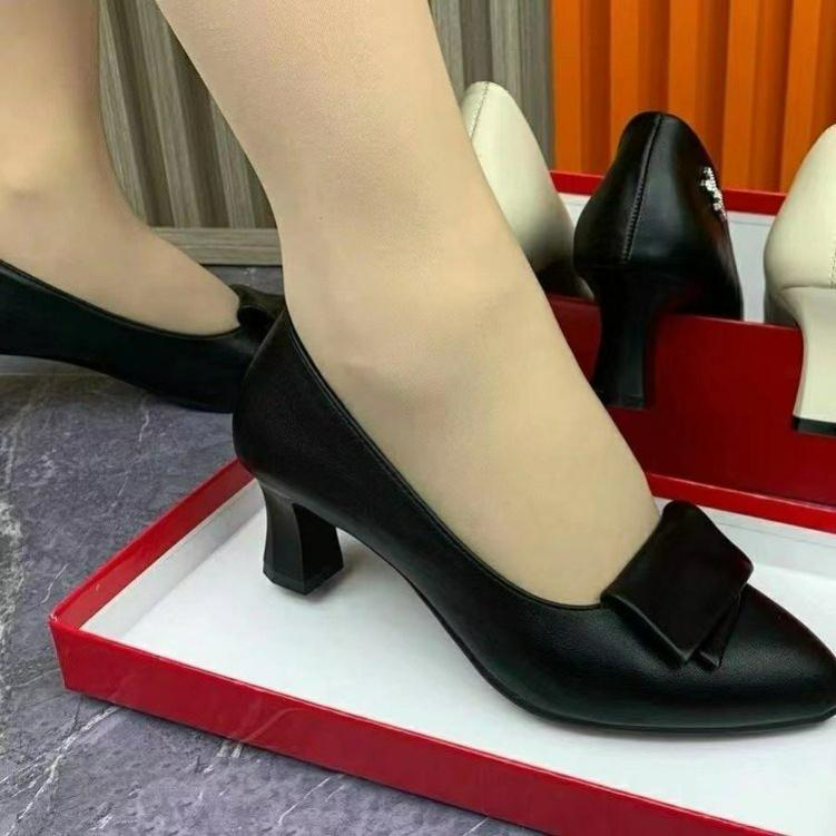 

Туфли на каблуке из мягкой кожи, Женская обувь, Высокие каблуки, Весенние женские, Для мам, Удобная и дышащая рабочая обувь на мягкой подошве, Кожаная обувь EU39/CN40 чёрный
