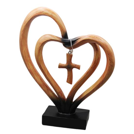 Double Love Heart Figurine Twisted Heart Shaped Resin Statue Sculpture Home Office Bookshelf Desktop Decoration Ornament