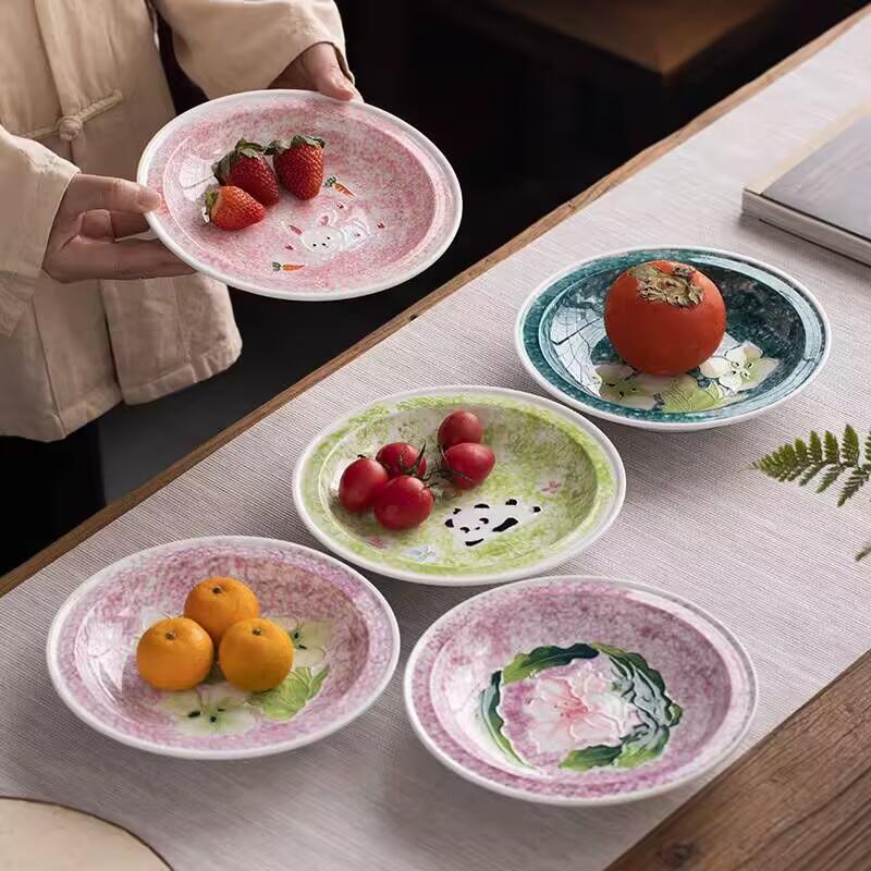 

Chinese-Style Arita-Yaki Ceramic Good-Looking Plate, Fruit Plate, High-End Exquisite High-Value Snack, High-Footed Refreshment Plate High Foot Plate - Wisteria