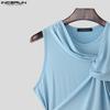 INCERUN Men Round Neck Sleeveless Twisted Ruffled Casual Fitted Tank Tops