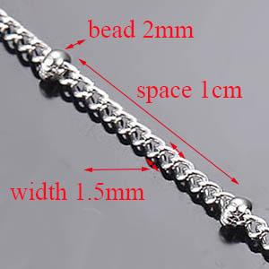 Wholesale 10pcs/lot Width 1.5mm 2mm Tiny Beaded Chain Stainless Steel Link Chain for Necklaces Bracelets Foot Jewelry