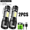 USB Rechargeable Mini Flashlights 3 Mode Lantern COB+XPE Portable Built-in Battery Zoomable Small Torch Camping Emergency Lamp