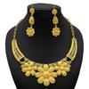 Two-Piece 24K Gold-Plated Alloy Dubai Bride Necklace Earrings Set Indian-Saudi Arabian Women's Wedding Gift for Party Occasions