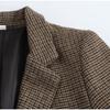 Retro Vlněné Kostkované Sako Kabáty Dámské Klopa Jednořadé Blejzry Podzimní Jednoduché Elegantní Streetové Svrchní Oblečení