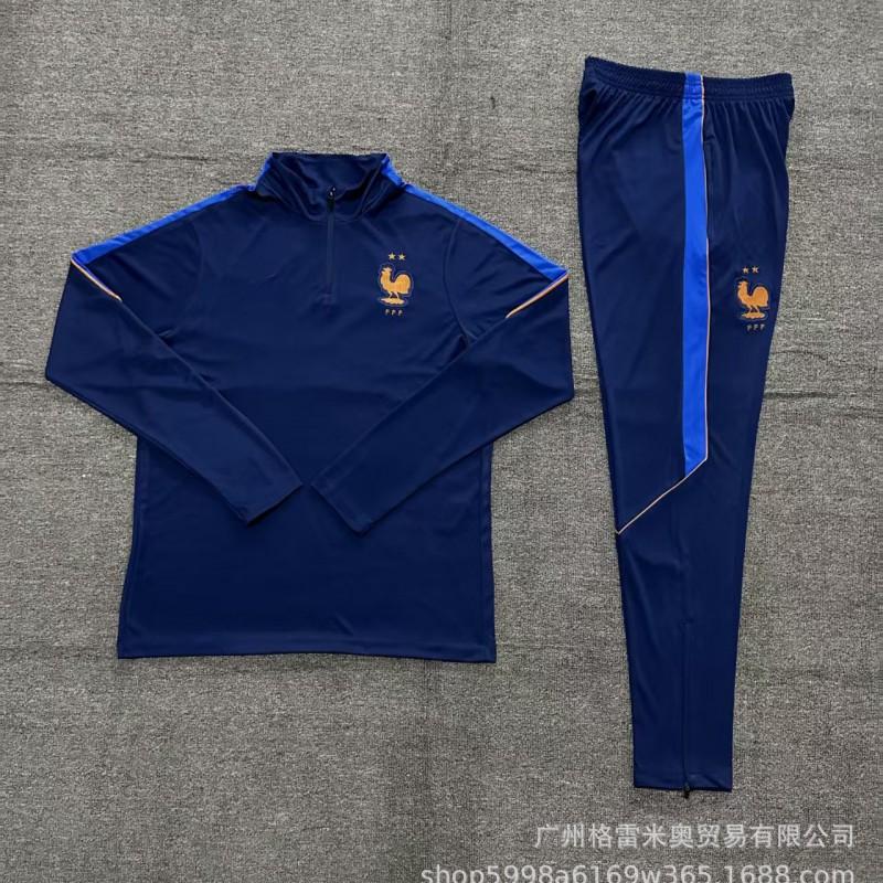 2026 France National Team Half-Zip Long Sleeve Training Jersey Men Women Winter Football Warm-Up Top