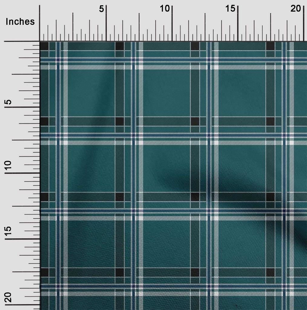 oneOone Tejido Algodón Elástico Estampado Tartán por Yarda 40 Pulgadas de Ancho