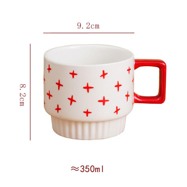 Creative Stacking Cup Painted Pattern Porcelain Mugs Tableware Coffee Mug Dining Table Afternoon Tea Teacup Fruits Juice Cup