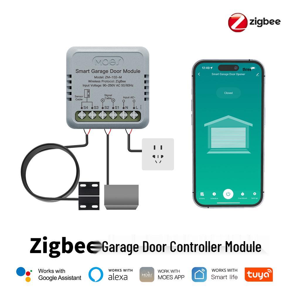 Graffiti Zigbee Smart Garage Door Switch with Timer & Alexa Voice Control