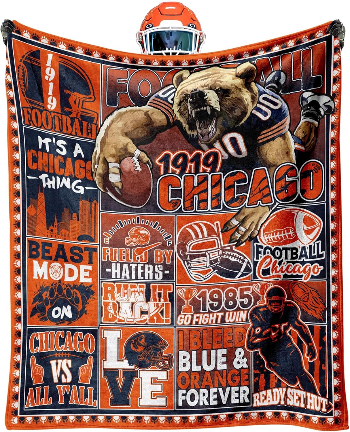 

Chicago Football Fan Throw Blanket Perfect Couch Throws for Hot Sleepers x Cooling Gift 100x150cm