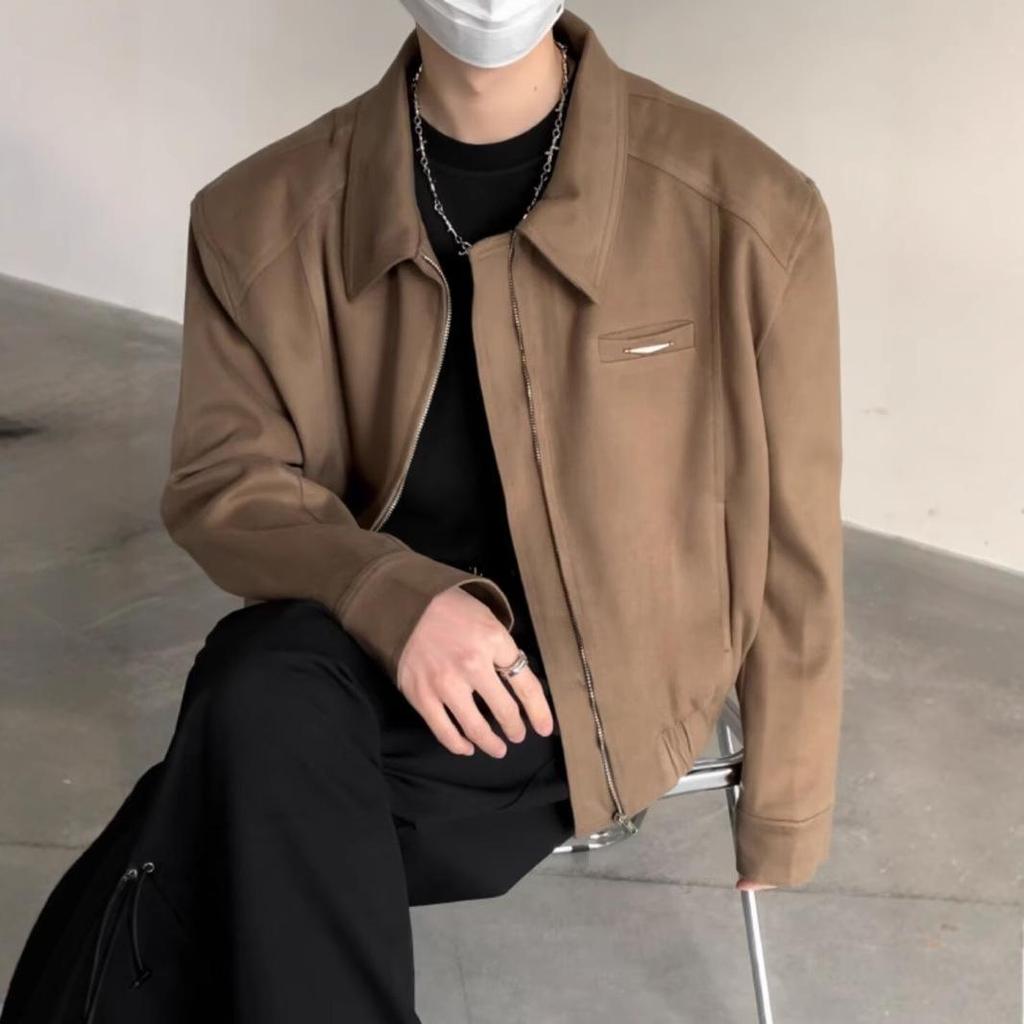 Men's High-End Short Baseball Jacket with Padded Shoulders - 2024 Spring/Autumn Collection