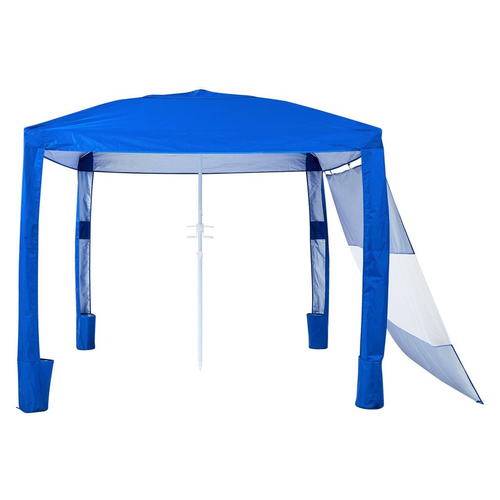 Beach Cabana, 2.4 x 2.4 m Beach Canopy with Side Wall, UPF 50+ Protection Easy Setup Cabana Tent with Sand Pockets, Adjustable Height Portable Shade