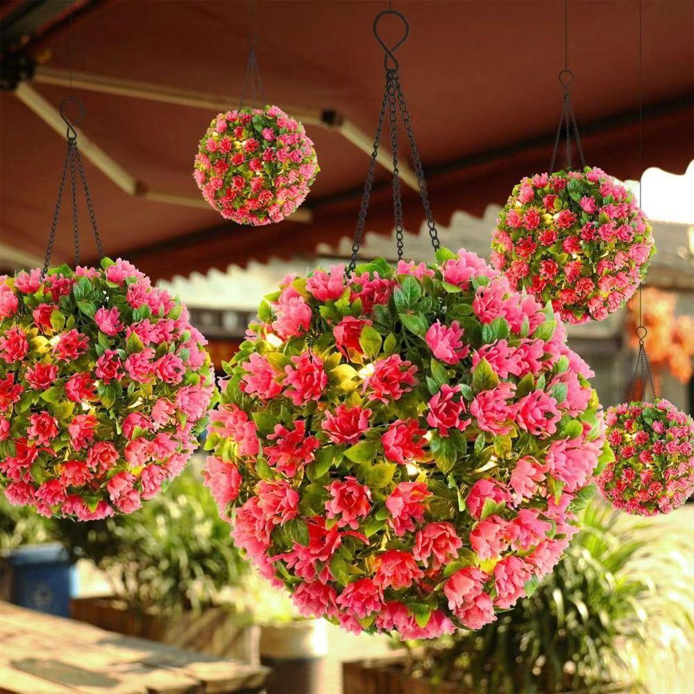 Decorative Lights Grass Ball Green Plant Hanging Decor Artificial Flower Balls Courtyard Decor