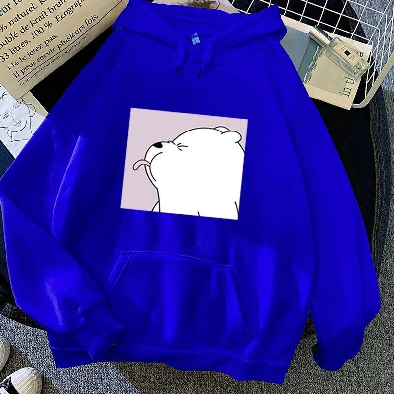 Langue collant ours drôle surdimensionné sweat Kawaii dessins animés sweats à capuche gris haut vêtements à capuche hiver femmes sweats à capuche à manches longues unisexe