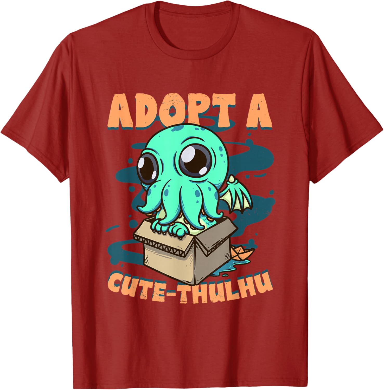 Adopt A Cute Cthulhu Kawaii Octopus Monster Graphic Tee Casual Cotton T-Shirt S