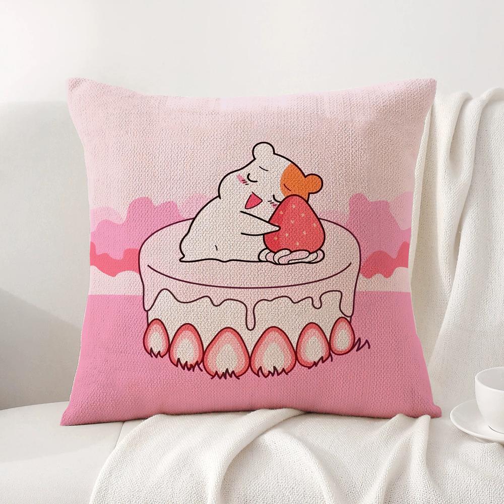 Cute E-Ebichus Cushion Cover Natural Linen Organic Fabric Double-Sided Printing Sofa Home Decor Gift Pillow Cover