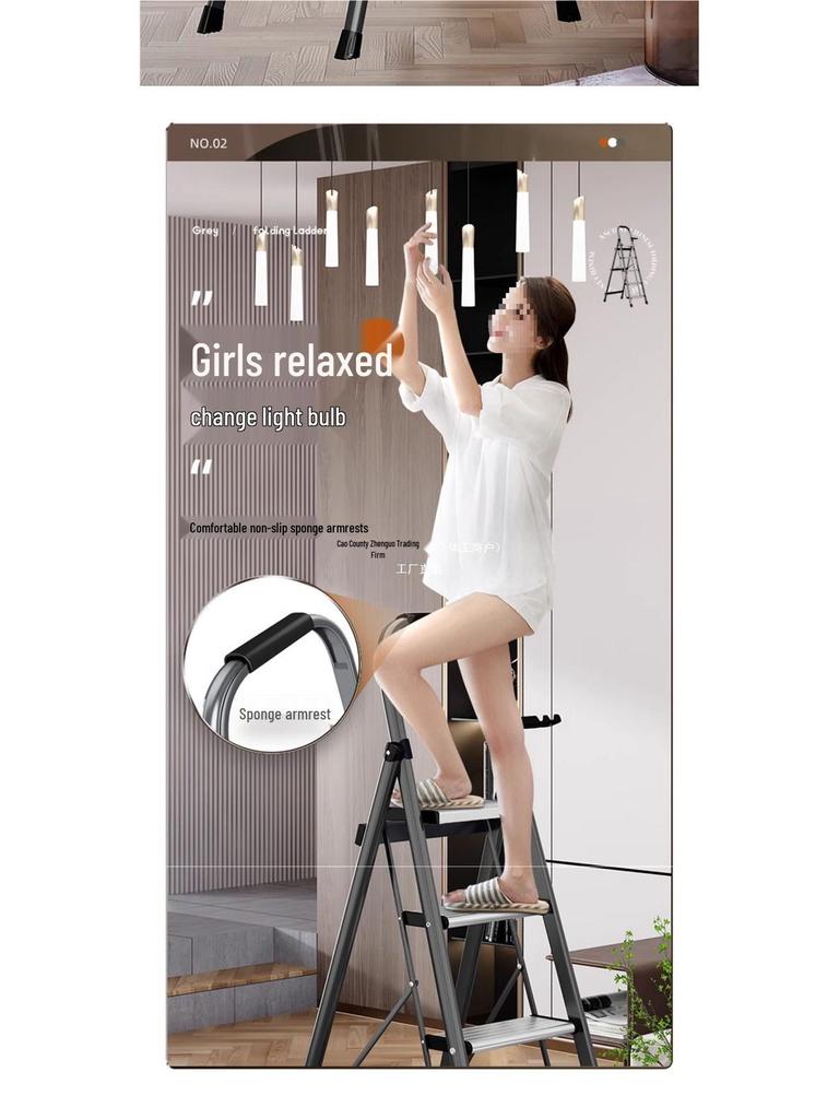 German Aluminum Alloy Telescopic Folding Ladder - Safe and Convenient A-Frame for Household Use