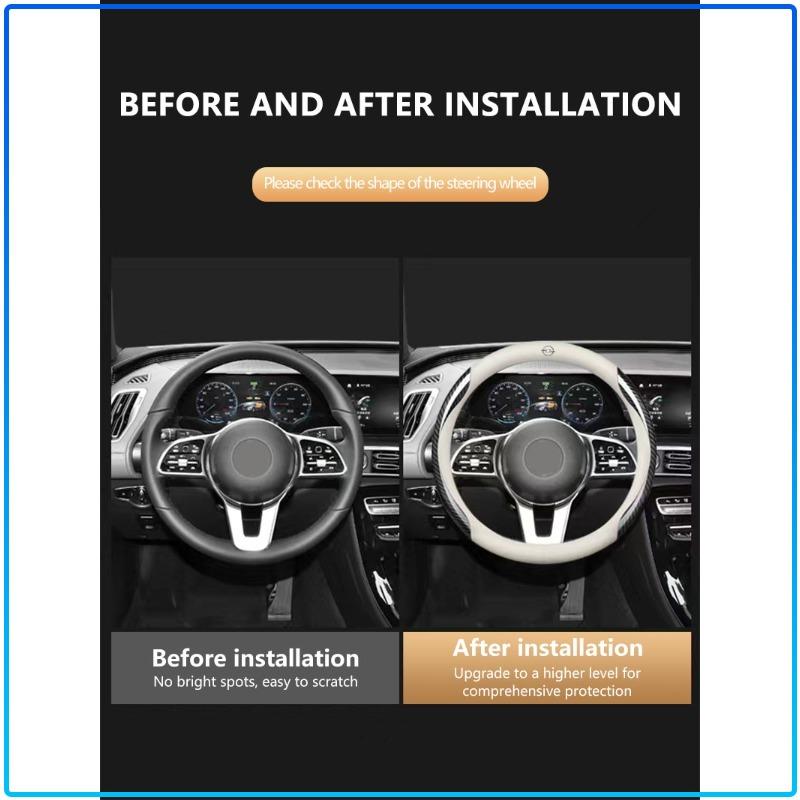 PU Leather Carbon Fiber Car Steering Wheel Cover Emblem Car Accessories For Opel Astra H G J Insignia Mokka Zafira Corsa Vectra B C D