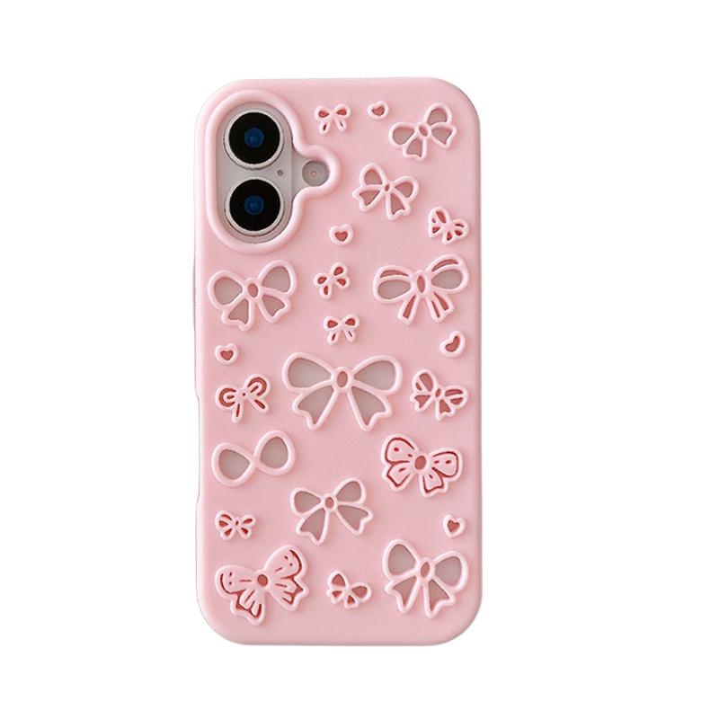 

Cute 3D Pretty Bowknot Hollow-Out Soft Silicone Case For iPhone 13 14 15 16 17 Air Pro Max Phone Back Cover iPhone 16