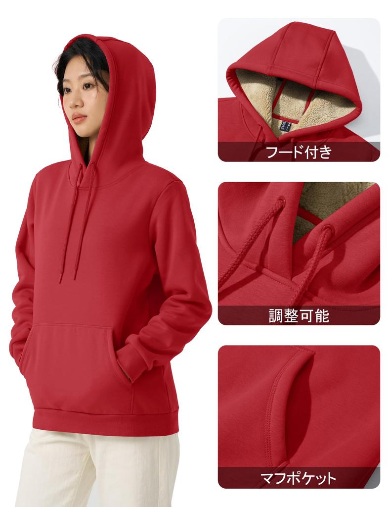 KEFITEVD Cotton Sweatshirt with Fleece Flattering Plus Fluffy and Orange Size M Women's Lining, Top, Autumn/Winter, Sizes, Warm, Thick, Loungewear,