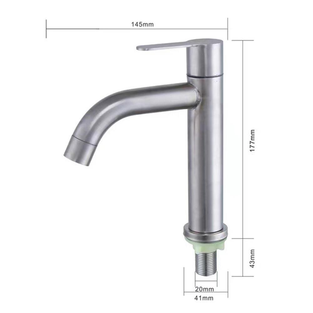 Bathroom Basin Faucet 304 Stainless Steel Single Cold Basin Faucet Deck Mount Bathroom Sink Water Taps Silvery Brushed Tap