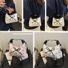 Bow Crossbody Bag for Women Sweet Fashion Print Metal Heart Pendant Hand-held Single Shoulder Bag Commute Handbag Underarm Pouch