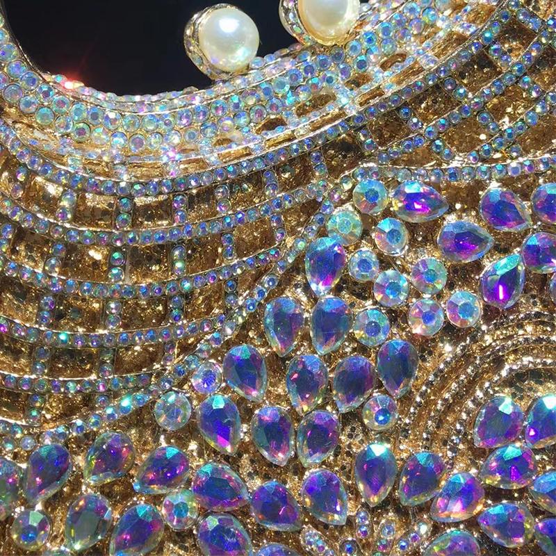 Rhinestone Women Top-Handle Evening Clutch Purse Diamond Purses Lady Girls Pink/Gold Handbags Female Wedding Bridal Clutches