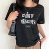 New Arrivals Open Run Women Lovely Side LeTTering CoTTon T shirT shorT Sleeve