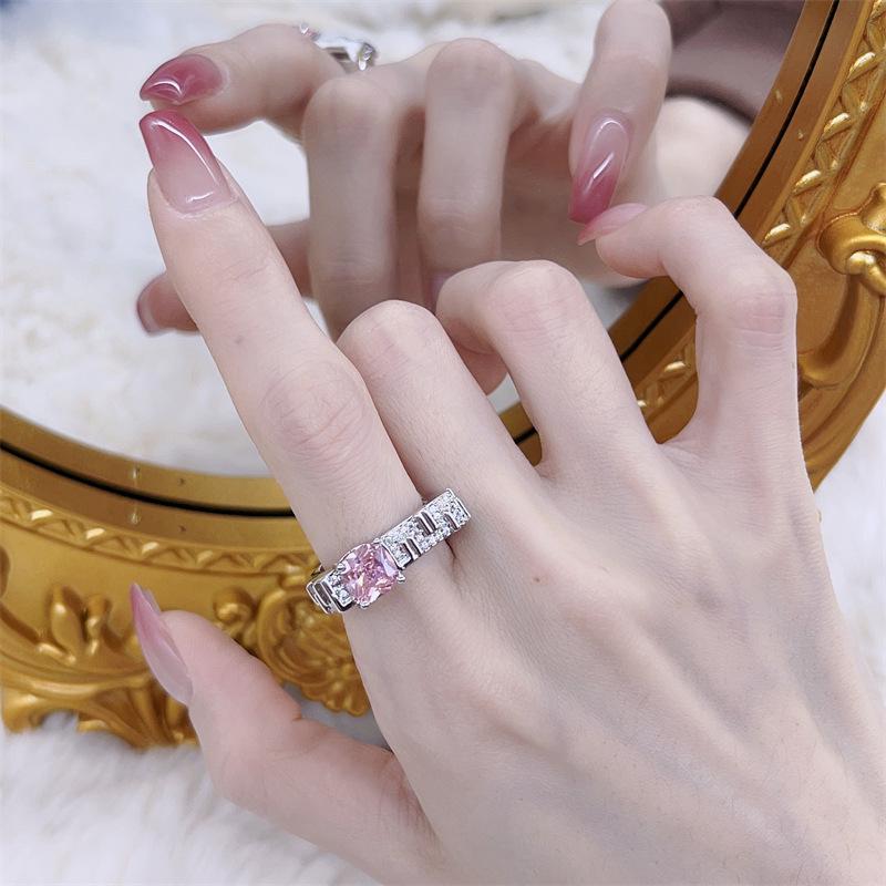 Exquisite Adjustable Pink Sweetheart Ring for Women Size 6